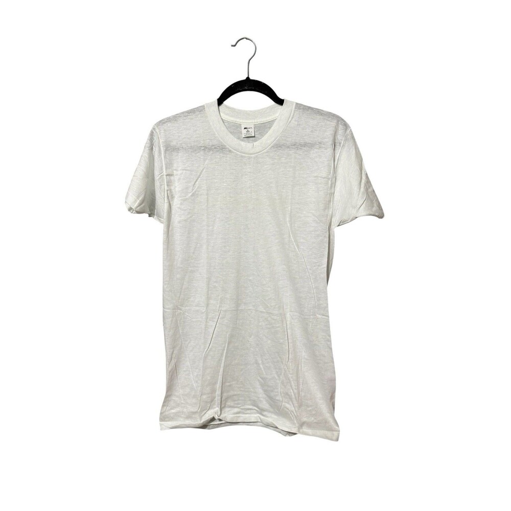Kmart Blank White Ringer Style T Shirt Single Stitch Medium Vintage